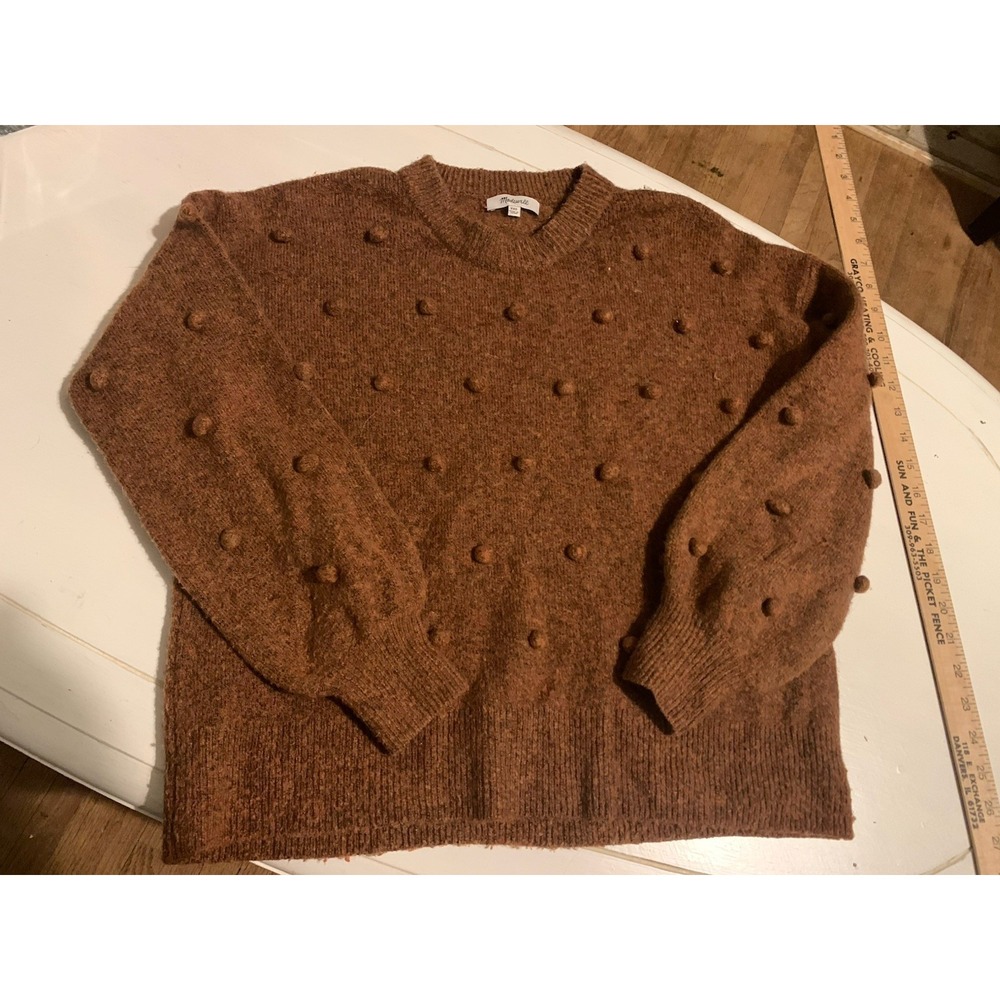 MADEWELL Brockton Bobble Rust Orange Sweater Wool Blend Oversized. Sz XXS